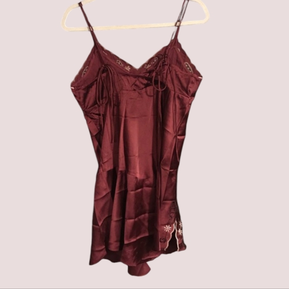 Free People Morning Kiss Embroidered Mini Slip Dress in Dark Red S - Picture 5 of 11